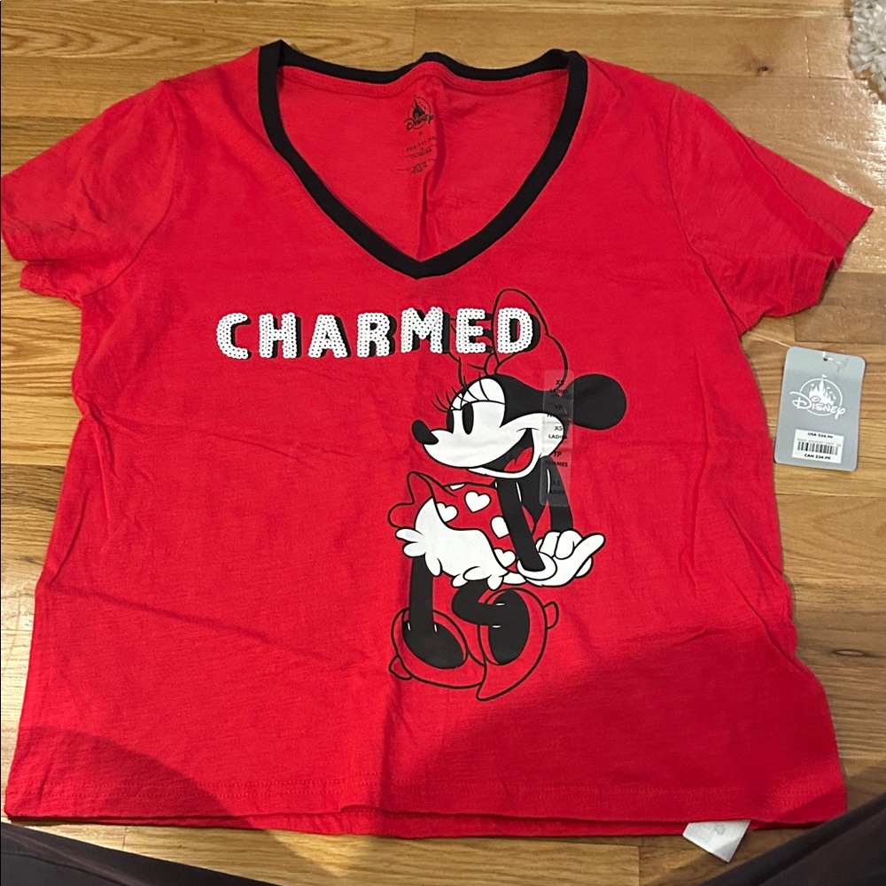 Disney Red Minnie Mouse Charmed Tee